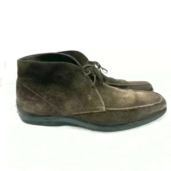 Tods Brown Leather Casual Lace Up Chukka Driving Ankle Boots Shoes Men's 10 - Picture 1 of 11